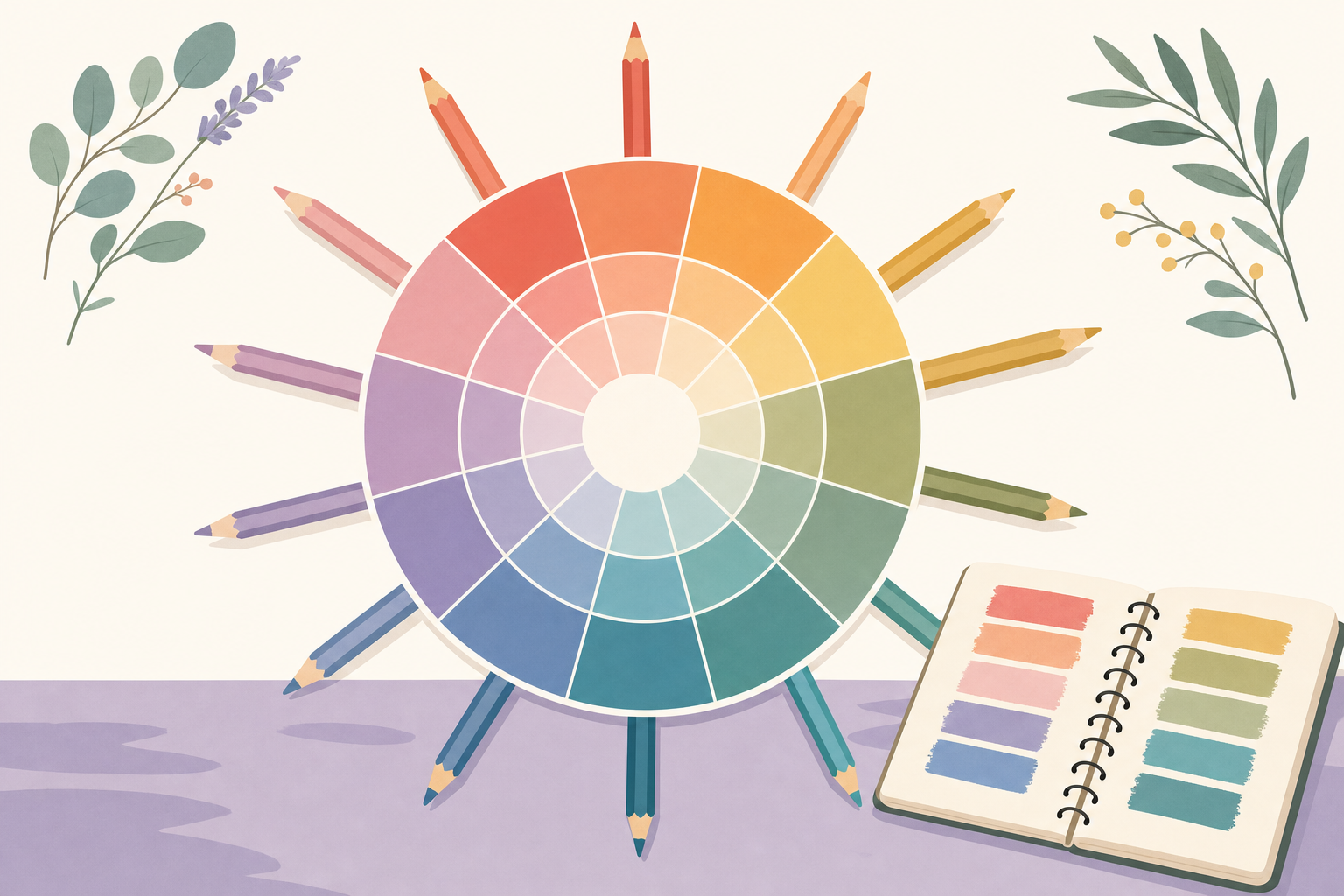 A large stylized color wheel