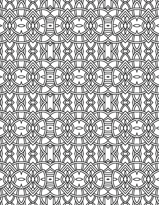 Arc and Eye Tile Coloring Page, Interlocking Rows