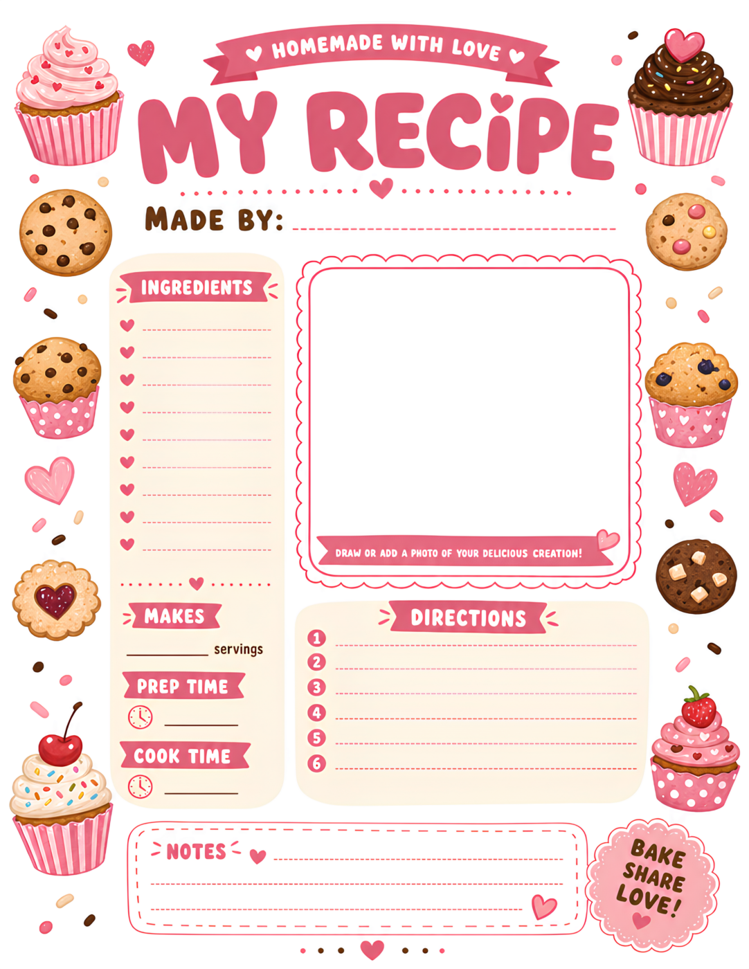 Baking Cookbook Page Rose Pink Cream