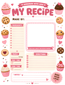 Baking Cookbook Page Rose Pink Cream