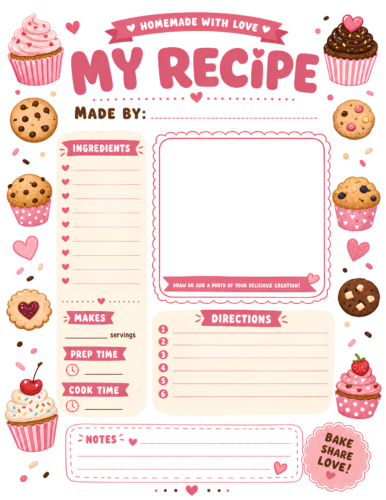 Baking Cookbook Page Rose Pink Cream