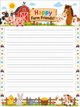 Barn Farm Animals Handwriting Sheet