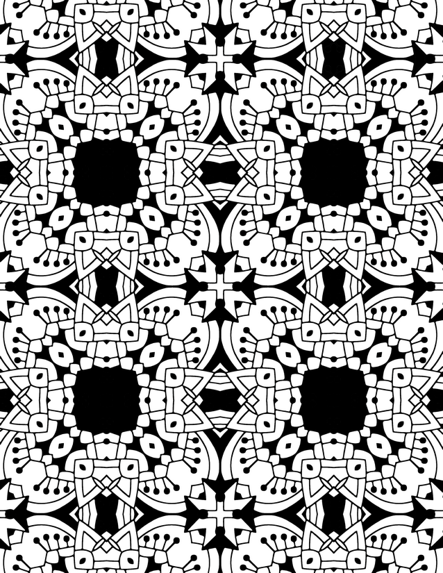 Bold Cross and Medallion Coloring Page, Dotted Arcs and Interlocking Tiles