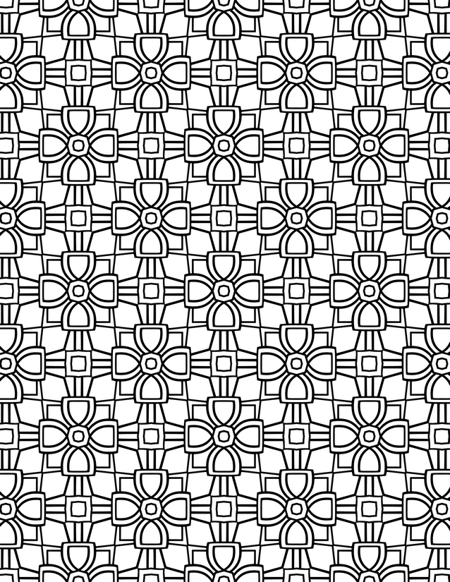 Bow and Square Grid Coloring Page, Rounded Petals at Every Crossing