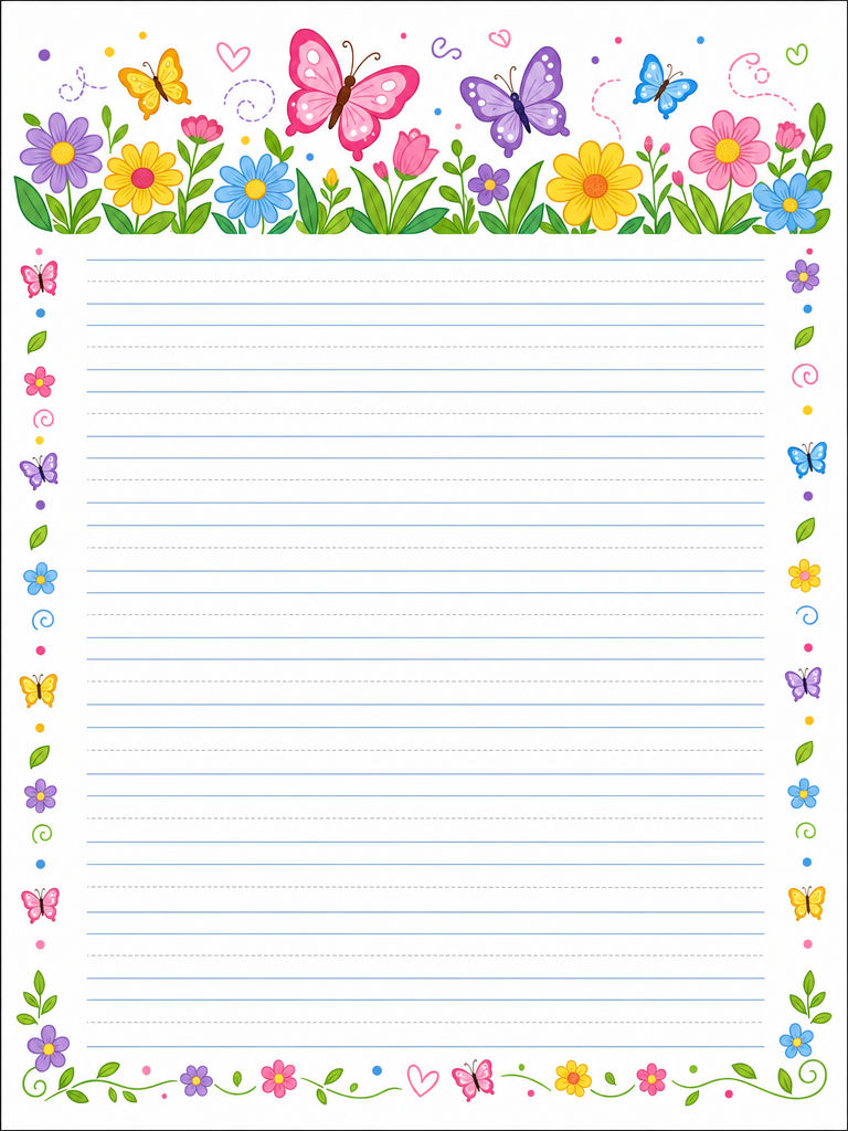 Butterflies Garden Flowers Kids Journal
