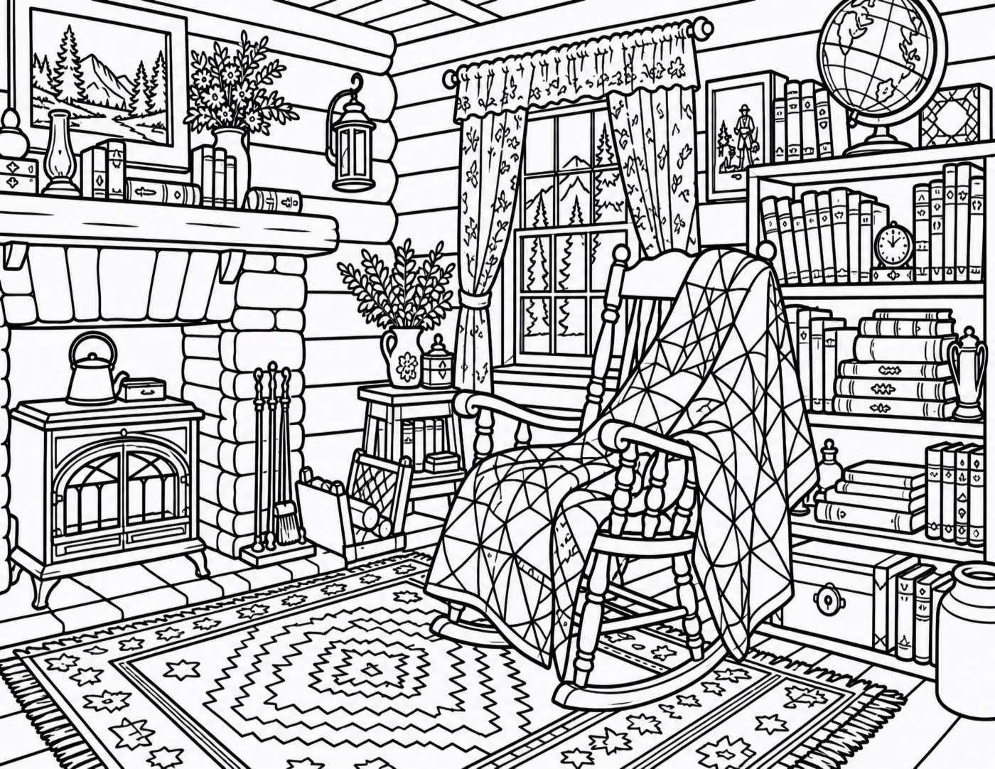 Cabin Fireplace Rocking Chair