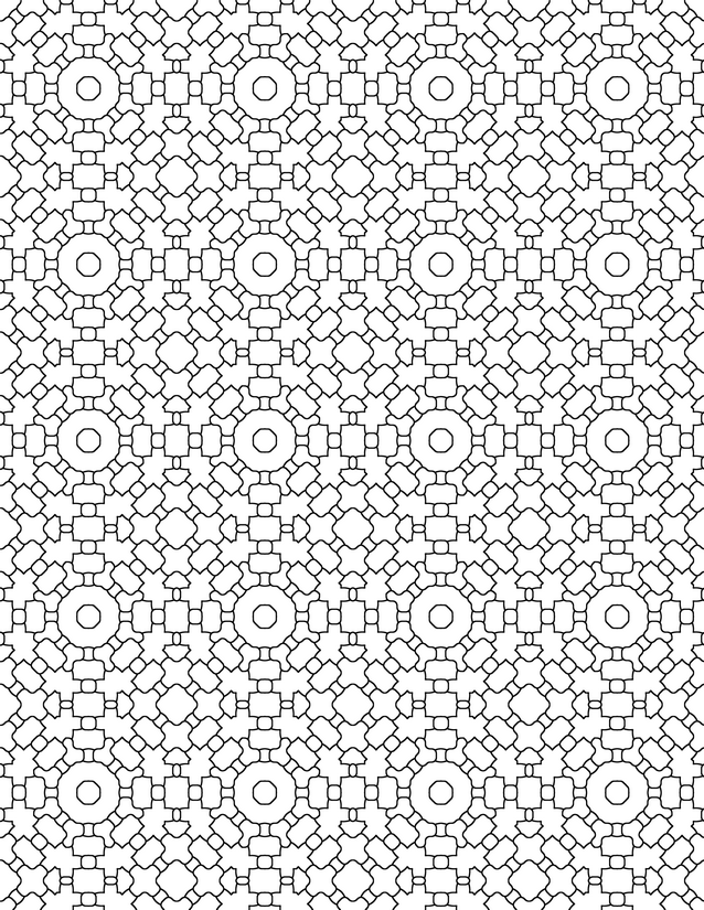 Circle Cross Mosaic Coloring Page, Rings and Interlocking X Forms