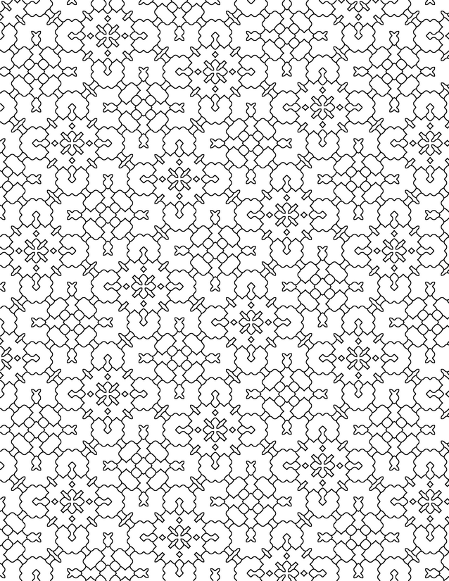 Clover Cross Tile Coloring Page, Interlocking Rounded Forms