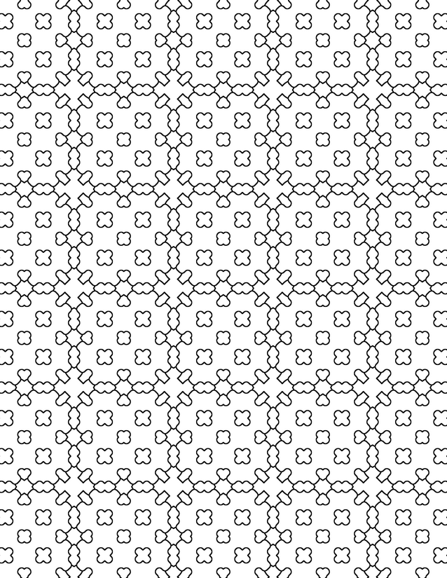 Clover Heart Cross Grid Coloring Page