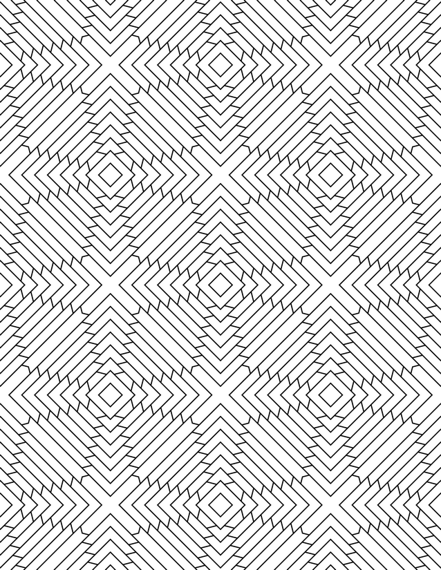 Concentric Diamond Grid Coloring Page, Jagged Interlocking Rings