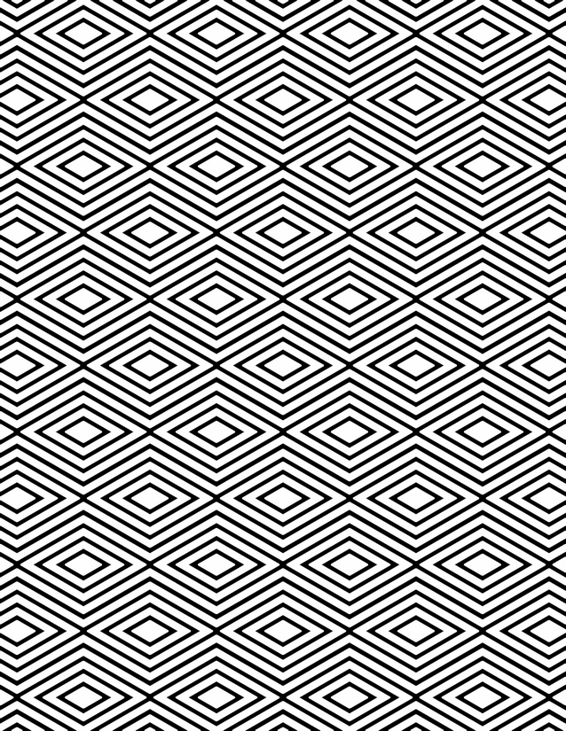 Concentric Diamond Pattern Coloring Page, Full-Page Repeat
