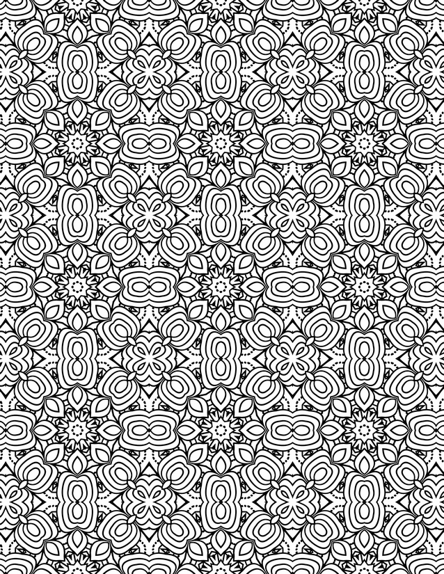 Concentric Floral and Star Fill Coloring Page