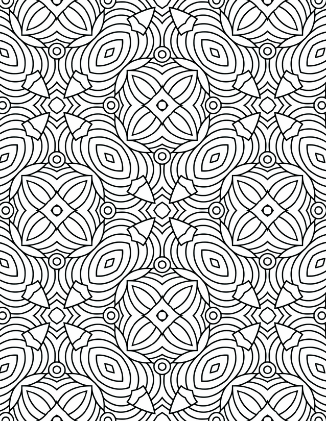 Concentric Oval and Petal Grid Coloring Page