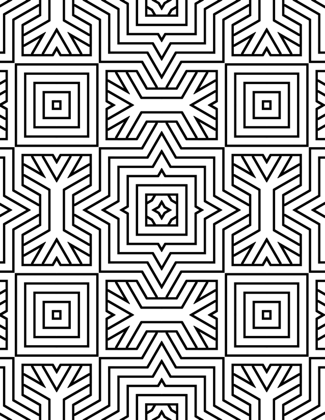 Concentric Square and Star Pattern Coloring Page