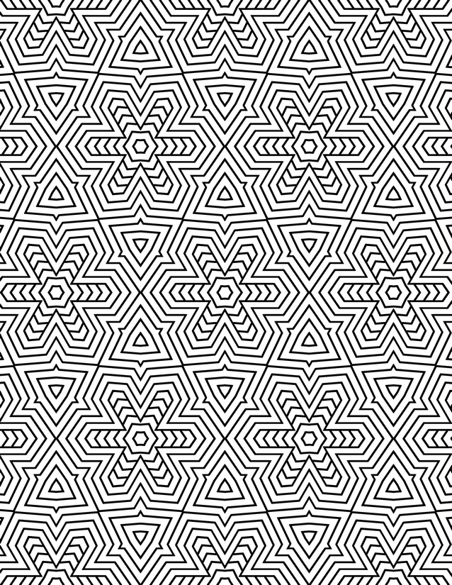 Concentric Star and Hexagon Tile Coloring Page