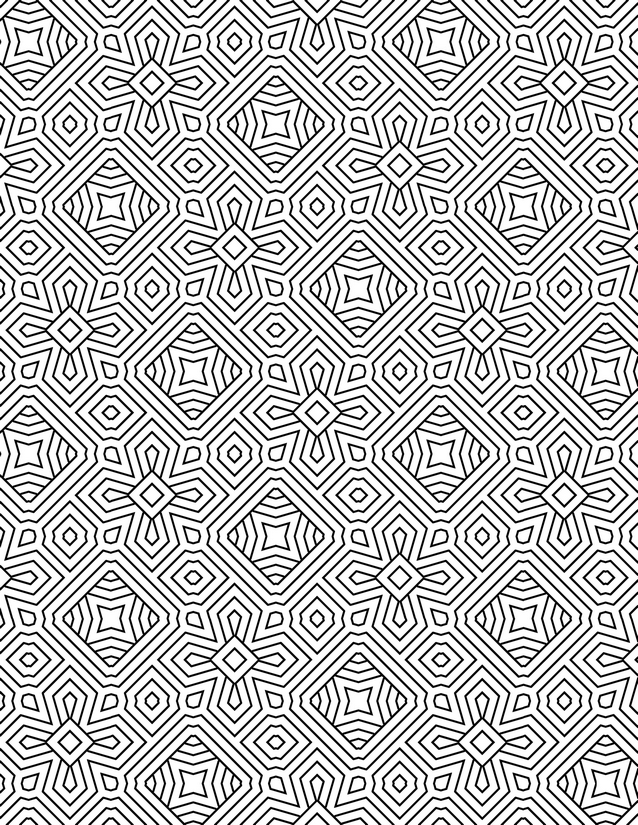 Concentric Star and Pentagon Tile Coloring Page