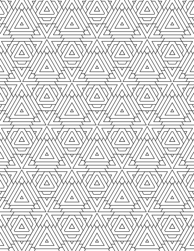 Concentric Triangle Grid Coloring Page, Interlocking Rows