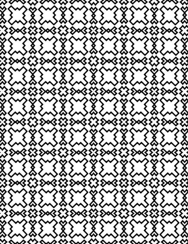 Cross Notch Grid Coloring Page, Interlocking Stepped Frames