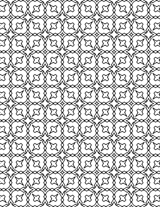 Curved Star Lattice Coloring Page, Four-Point Blooms