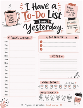 Daily Planner Pink Schedule Page