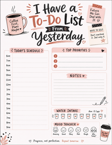 Daily Planner Pink Schedule Page