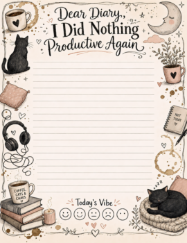 Dear Diary Journal Page Cat