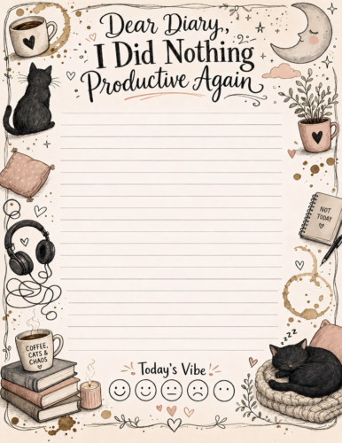 Dear Diary Journal Page Cat