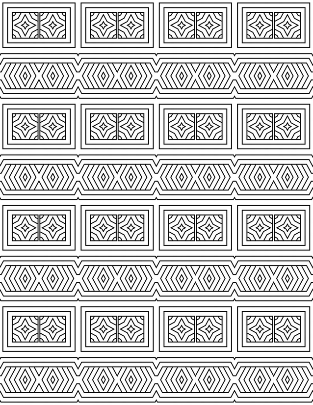 Diamond Band and Star Tile Coloring Page, Alternating Rows