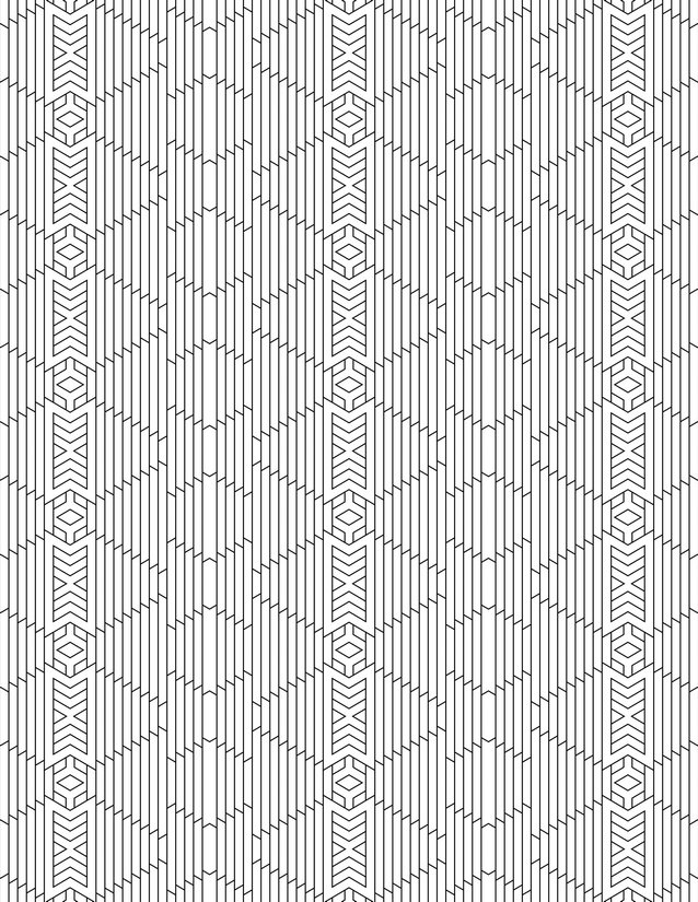 Diamond Chevron Pattern Coloring Page, Stacked Vertical Columns