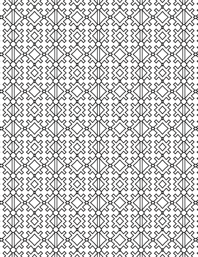 Diamond Circle Lattice Coloring Page, Stepped Cross Fill
