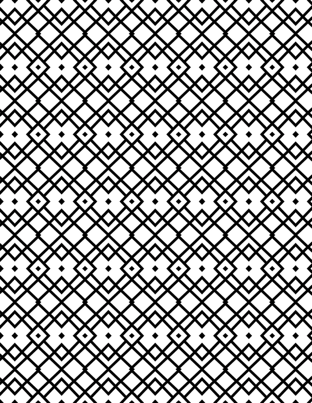Diamond Cross Flower Grid Coloring Page, Four-Petal Centers