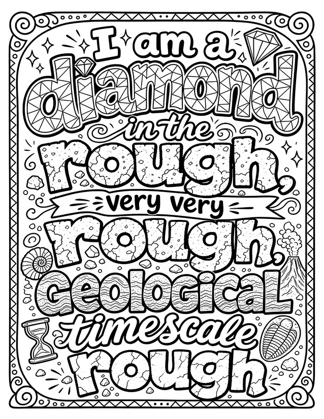 Diamond in the Rough Coloring Page, Geological Timescale Humor