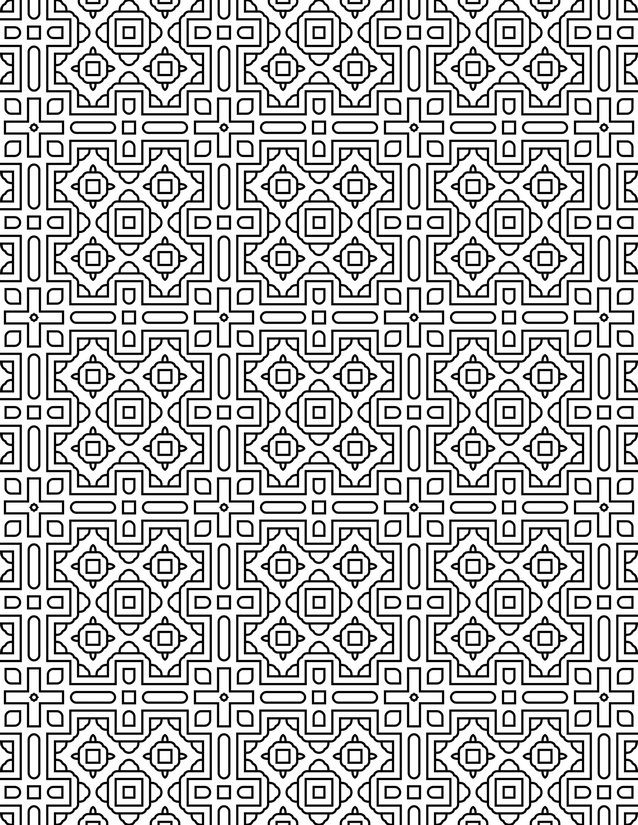 Diamond Square Panel Coloring Page, Nested Rotated Tiles
