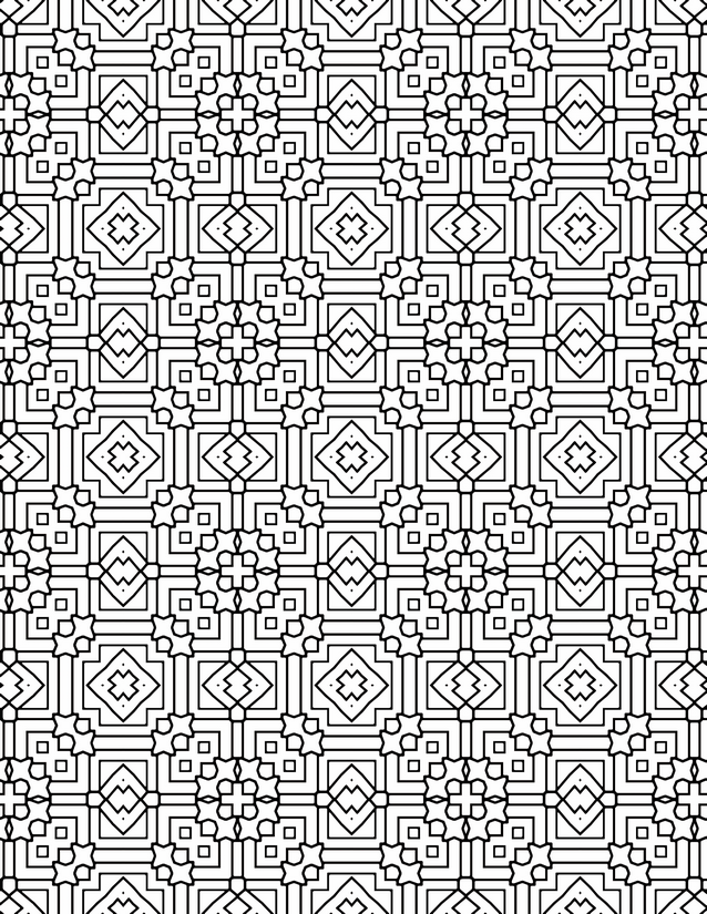 Diamond Star Square Pattern Coloring Page