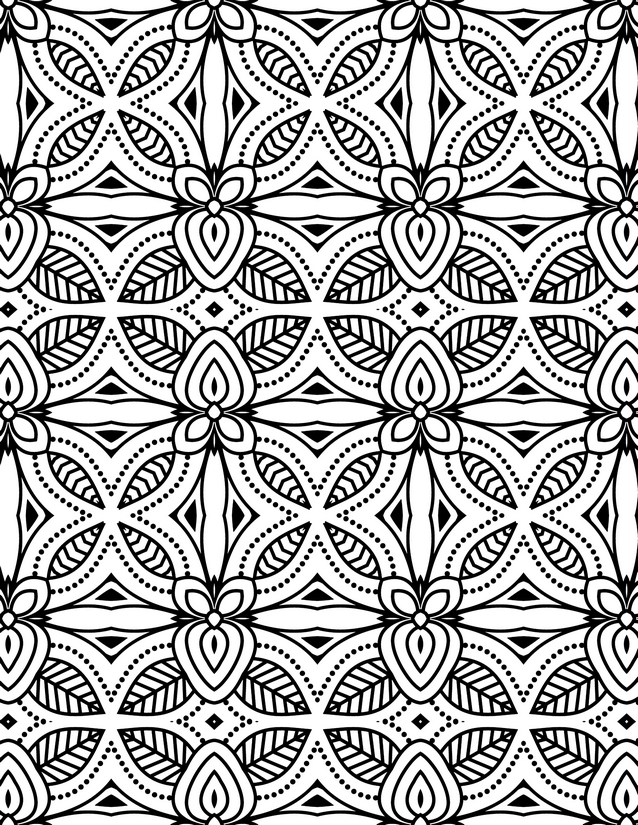 Dotted Arch and Leaf Tile Coloring Page