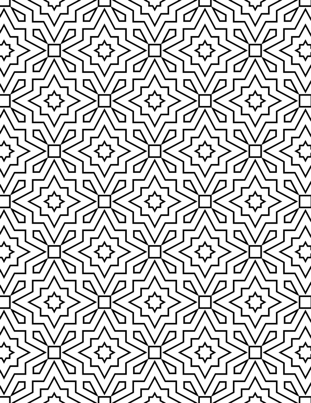 Eight Point Star Grid Coloring Page, Small Square Centers