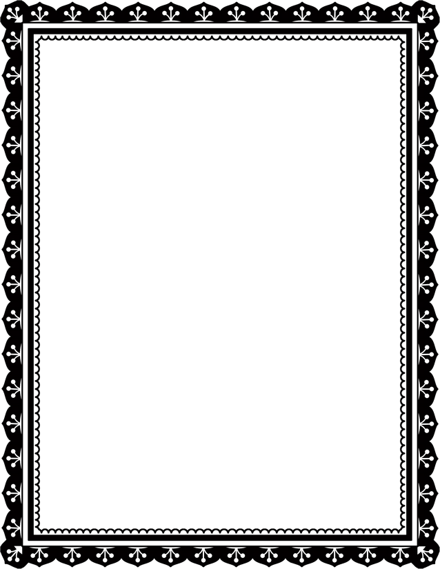 Fleur de Lis Border Page Template, Bold Black Frame