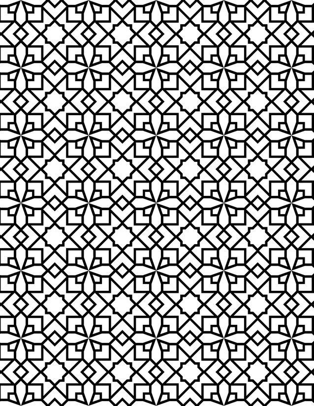 Flower Lattice Grid Coloring Page, Four-Petal Centers