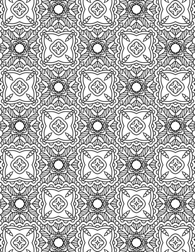 Four Point Star and Scallop Grid Coloring Page