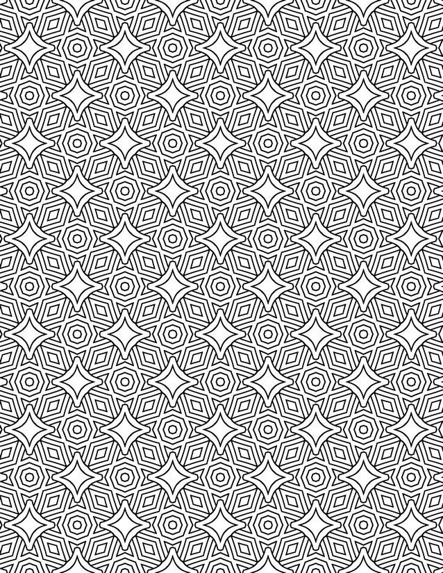 Four Point Star Grid Coloring Page, Striped Diamond Fill