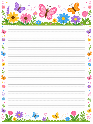 Garden Flowers Butterflies Handwriting