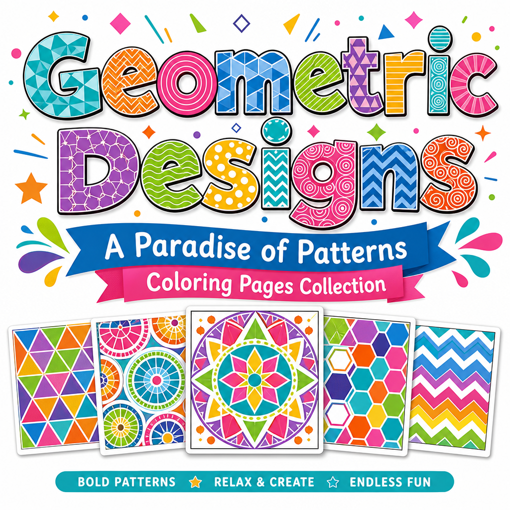 Geometric Designs Collection pattern coloring pages cover