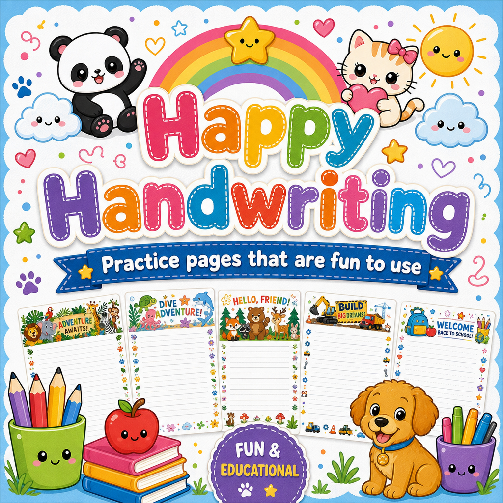 Happy Handwriting fun practice sheets collection cover