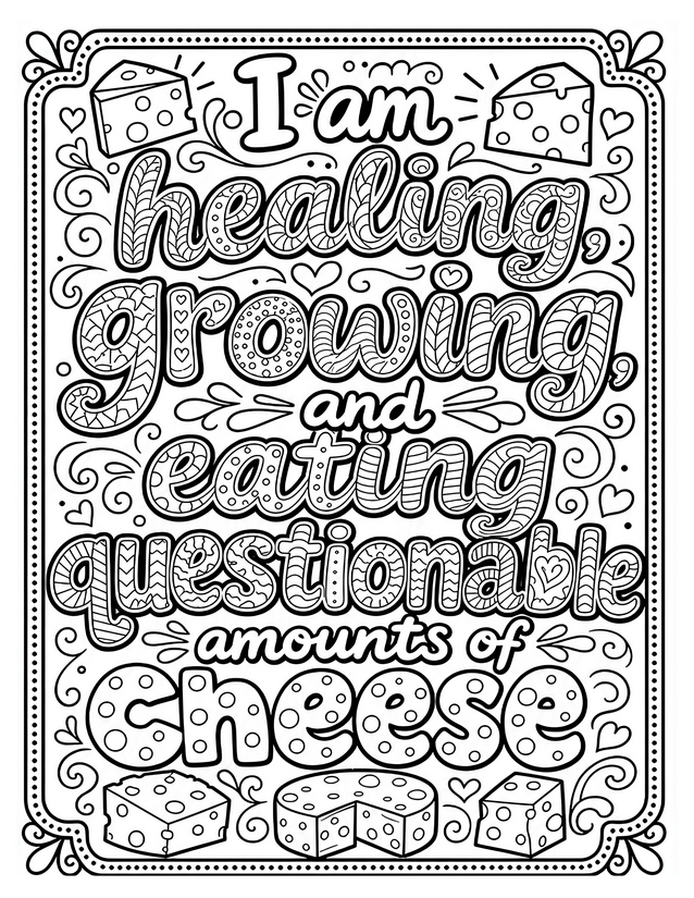 Healing Growing and Eating Cheese Coloring Page