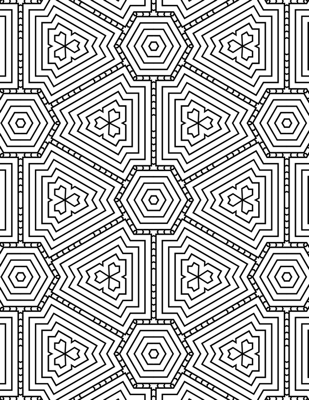 Hexagon and Clover Star Tile Coloring Page
