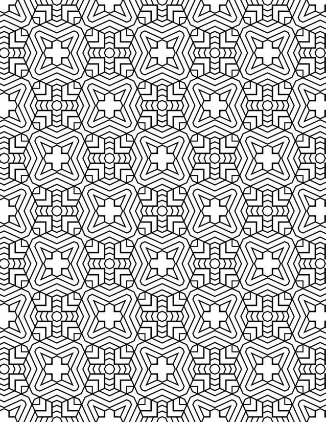 Hexagon Cross Medallion Coloring Page, Layered Rings and Cross Centers