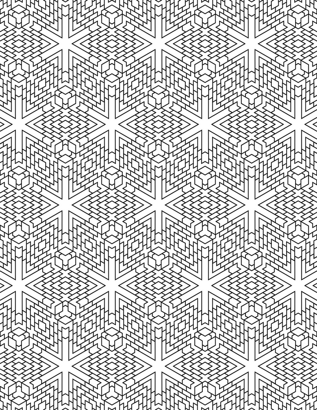 Hexagon Maze Grid Coloring Page, Nested Geometric Fill