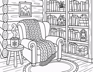 Hot Cocoa Afghan Cabin Library