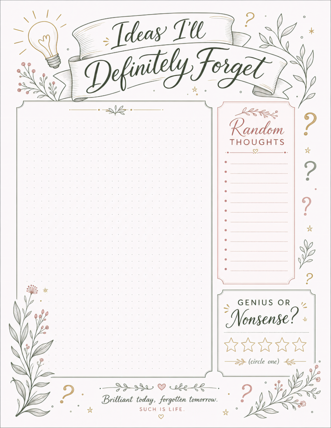 Ideas Journal Page Planner