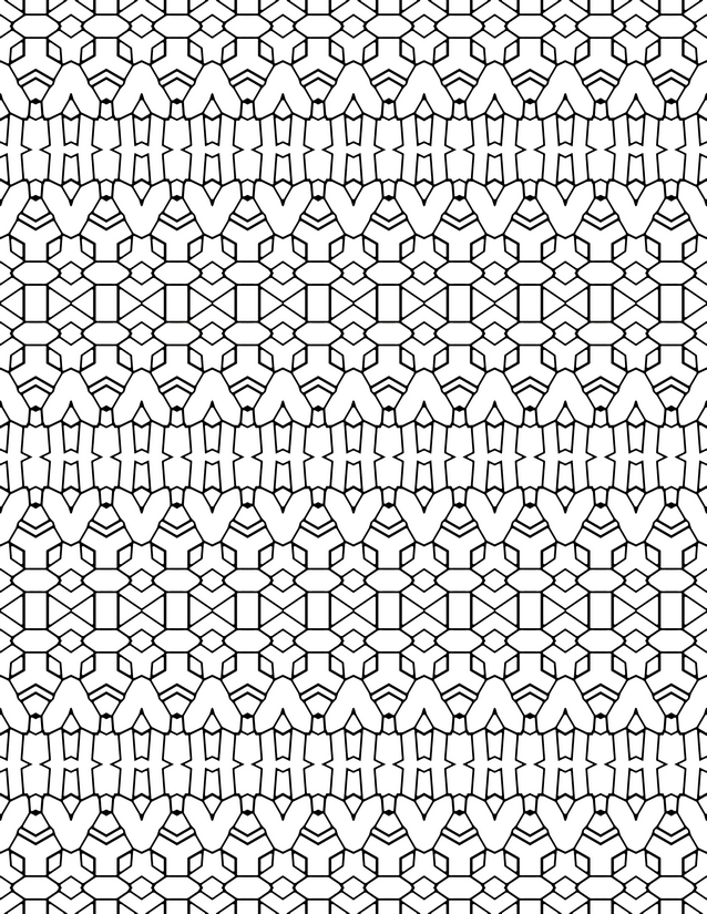 Interlocking Arrow Pattern Coloring Page, Dense Repeating Grid